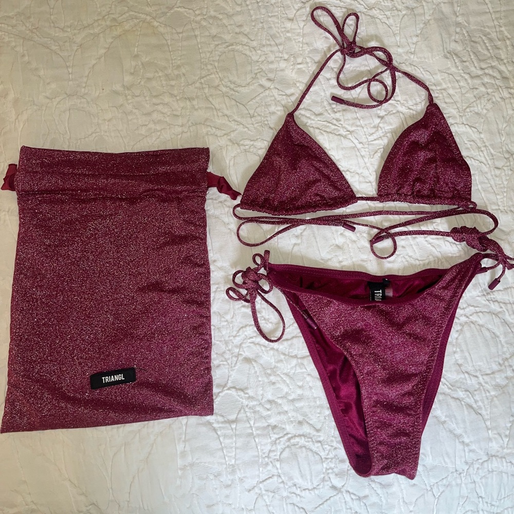 Triangl Stevie Grape Sparkle Triangle Bikini Set M